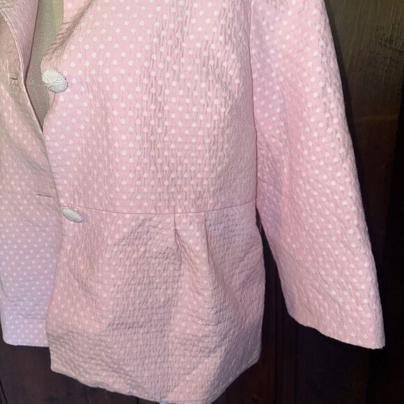 Womens LILLY PULITZER Size 12 Jacket Blazer Preppy Classic Pink Polka dot - Picture 4 of 7